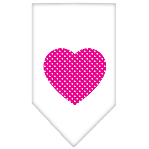 Pink Swiss Dot Heart Screen Print Bandana White Large